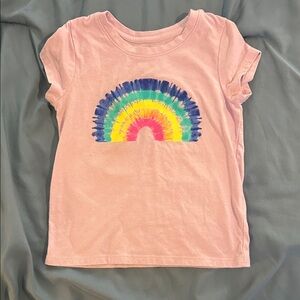 Cat & Jack Pink Tee with Colorful Rainbow